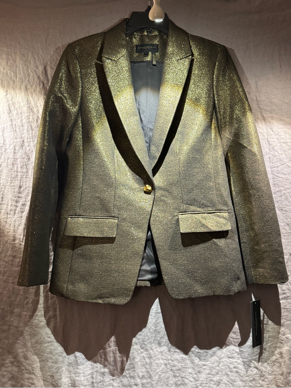 NWT Donna Karen Metallic Dark Gold Single-Button Women's Blazer